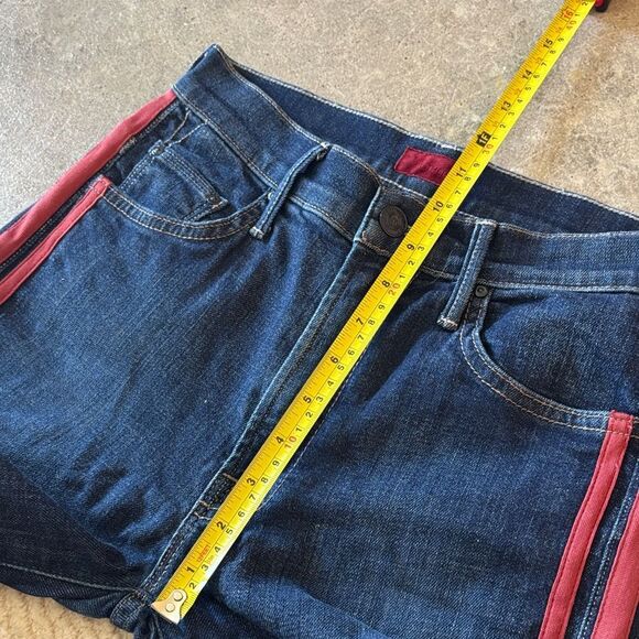 MOTHER Dark Blue Flare Jeans with Red Accents - Picture 11 of 13